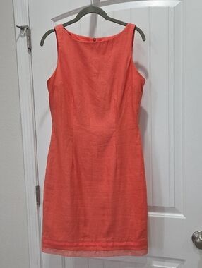 Althuser Vintage 100% Linen Coral Shift Dress Size 6